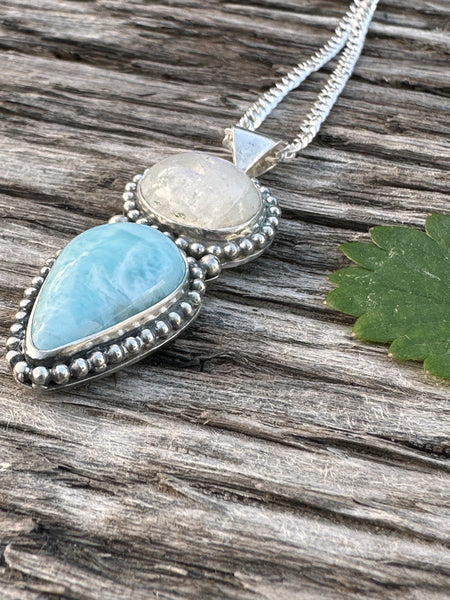 Larimar and moonstone pendant
